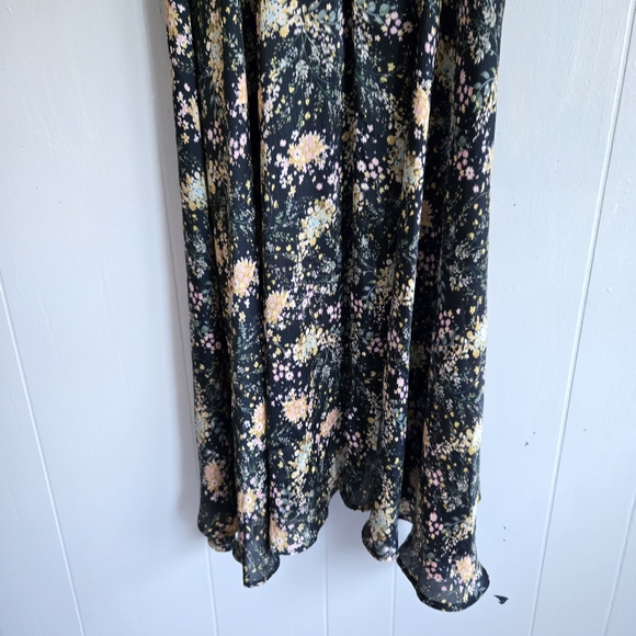 Zara Blogger FAV Floral Midi Dress high mock neck full A-line skirt curved hem S - Picture 9 of 12